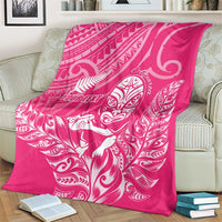 New Zealand Silver Fern Rugby Custom Blanket Maori Tiki Pink Version