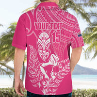 New Zealand Silver Fern Rugby Custom Hawaiian Shirt Maori Tiki Pink Version