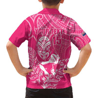 New Zealand Silver Fern Rugby Custom Kid Hawaiian Shirt Maori Tiki Pink Version
