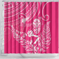 New Zealand Silver Fern Rugby Custom Shower Curtain Maori Tiki Pink Version