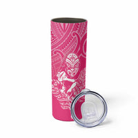 New Zealand Silver Fern Rugby Custom Skinny Tumbler Maori Tiki Pink Version