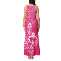 New Zealand Silver Fern Rugby Custom Tank Maxi Dress Maori Tiki Pink Version