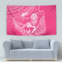 New Zealand Silver Fern Rugby Custom Tapestry Maori Tiki Pink Version