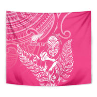New Zealand Silver Fern Rugby Custom Tapestry Maori Tiki Pink Version