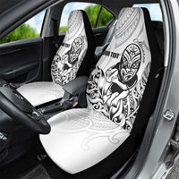 New Zealand Silver Fern Rugby Custom Car Seat Cover Maori Tiki White Version