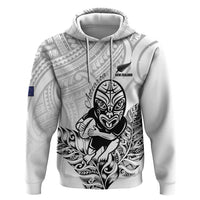 New Zealand Silver Fern Rugby Custom Hoodie Maori Tiki White Version
