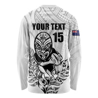 New Zealand Silver Fern Rugby Custom Long Sleeve Shirt Maori Tiki White Version
