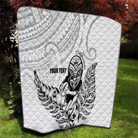 New Zealand Silver Fern Rugby Custom Quilt Maori Tiki White Version