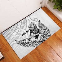 New Zealand Silver Fern Rugby Custom Rubber Doormat Maori Tiki White Version