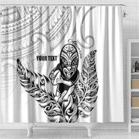 New Zealand Silver Fern Rugby Custom Shower Curtain Maori Tiki White Version