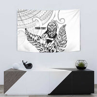 New Zealand Silver Fern Rugby Custom Tapestry Maori Tiki White Version