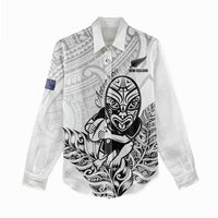 New Zealand Silver Fern Rugby Custom Women Casual Shirt Maori Tiki White Version