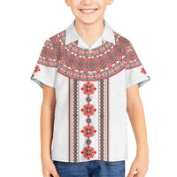 Bulgarian Embroidery Style Seamless Pattern Family Matching Puletasi and Hawaiian Shirt