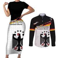 Custom Germany Football Couples Matching Short Sleeve Bodycon Dress and Long Sleeve Button Shirt Come On DFB-Team