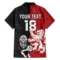 Custom British Lions New Zealand Family Matching Off The Shoulder Long Sleeve Dress and Hawaiian Shirt Unique Style LT18 - Polynesian Pride