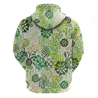 Green Aloha Hawaiian Hoodie Monstera Hibiscus Tropical Pattern
