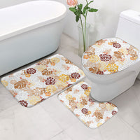 Brown Aloha Hawaiian Bathroom Set Monstera Hibiscus Tropical Pattern