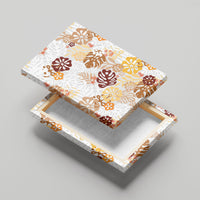 Brown Aloha Hawaiian Canvas Wall Art Monstera Hibiscus Tropical Pattern