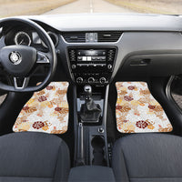 Brown Aloha Hawaiian Car Mats Monstera Hibiscus Tropical Pattern