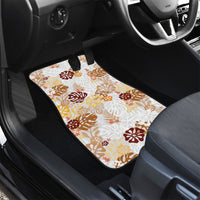 Brown Aloha Hawaiian Car Mats Monstera Hibiscus Tropical Pattern