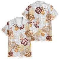 Brown Aloha Hawaiian Family Matching Off Shoulder Maxi Dress and Hawaiian Shirt Monstera Hibiscus Tropical Pattern