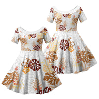 Brown Aloha Hawaiian Family Matching Summer Maxi Dress and Hawaiian Shirt Monstera Hibiscus Tropical Pattern