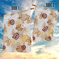 Brown Aloha Hawaiian Garden Flag Monstera Hibiscus Tropical Pattern