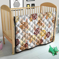 Brown Aloha Hawaiian Quilt Monstera Hibiscus Tropical Pattern
