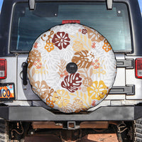 Brown Aloha Hawaiian Spare Tire Cover Monstera Hibiscus Tropical Pattern