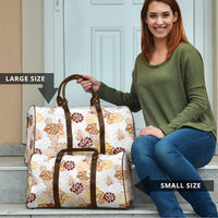 Brown Aloha Hawaiian Travel Bag Monstera Hibiscus Tropical Pattern