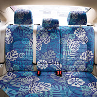 Blue Aloha Hawaiian Back Car Seat Cover Monstera Hibiscus Tropical Pattern