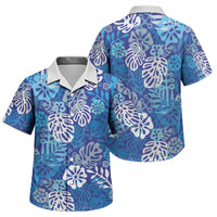 Blue Aloha Hawaiian Family Matching Off Shoulder Maxi Dress and Hawaiian Shirt Monstera Hibiscus Tropical Pattern
