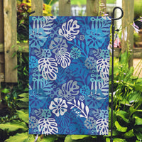 Blue Aloha Hawaiian Garden Flag Monstera Hibiscus Tropical Pattern