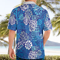 Blue Aloha Hawaiian Hawaiian Shirt Monstera Hibiscus Tropical Pattern