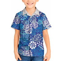 Blue Aloha Hawaiian Hawaiian Shirt Monstera Hibiscus Tropical Pattern
