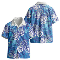 Blue Aloha Hawaiian Kid Hawaiian Shirt Monstera Hibiscus Tropical Pattern