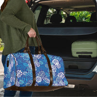 Blue Aloha Hawaiian Travel Bag Monstera Hibiscus Tropical Pattern