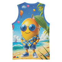 Funny Hawaii Mango Basketball Jersey Tropical Summer Beach Mascot Vacation