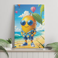 Funny Hawaii Mango Canvas Wall Art Tropical Summer Beach Mascot Vacation