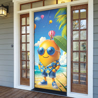 Funny Hawaii Mango Door Cover Tropical Summer Beach Mascot Vacation
