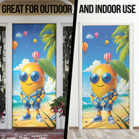 Funny Hawaii Mango Door Cover Tropical Summer Beach Mascot Vacation
