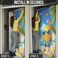 Funny Hawaii Mango Door Cover Tropical Summer Beach Mascot Vacation