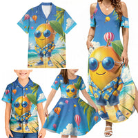 Funny Hawaii Mango Family Matching Summer Maxi Dress and Hawaiian Shirt Tropical Summer Beach Mascot Vacation