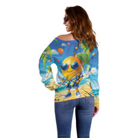 Funny Hawaii Mango Off Shoulder Sweater Tropical Summer Beach Mascot Vacation