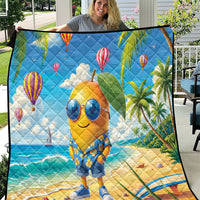 Funny Hawaii Mango Quilt Tropical Summer Beach Mascot Vacation