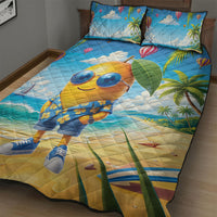 Funny Hawaii Mango Quilt Bed Set Tropical Summer Beach Mascot Vacation