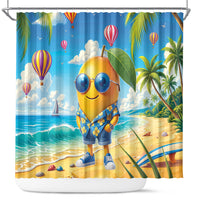 Funny Hawaii Mango Shower Curtain Tropical Summer Beach Mascot Vacation