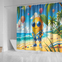 Funny Hawaii Mango Shower Curtain Tropical Summer Beach Mascot Vacation