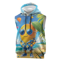 Funny Hawaii Mango Sleeveless Hoodie Tropical Summer Beach Mascot Vacation