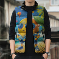 Funny Hawaii Mango Sleeveless Puffer Jacket Tropical Summer Beach Mascot Vacation